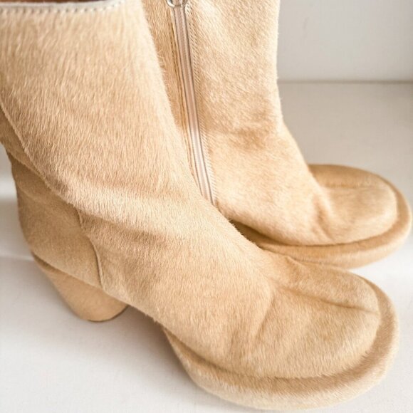 L'Interavlle Shoes - L' Intervalle Weston Cowskin Light Beige Chunky Round Toe Unique Boots 40